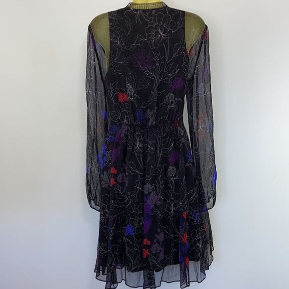 Tahari Dress “Desi” Silk Chiffon Opal Jewel Tone Floral NWOT Sz 8 - Picture 7 of 9